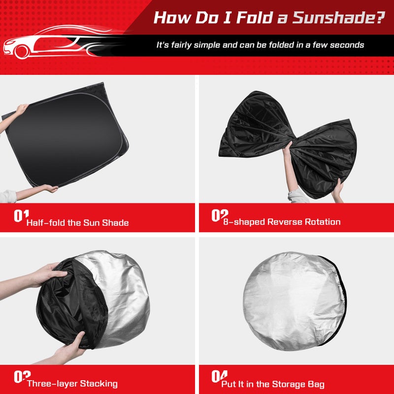 ARISMOTOR Windshield Sun Shade for Jeep Grand Cherokee 2011-2025  Custom Fit Foldable Front Window Sunshade Sun Visor Protector  Block UV Rays Keep Your Car Cooler - Image 4